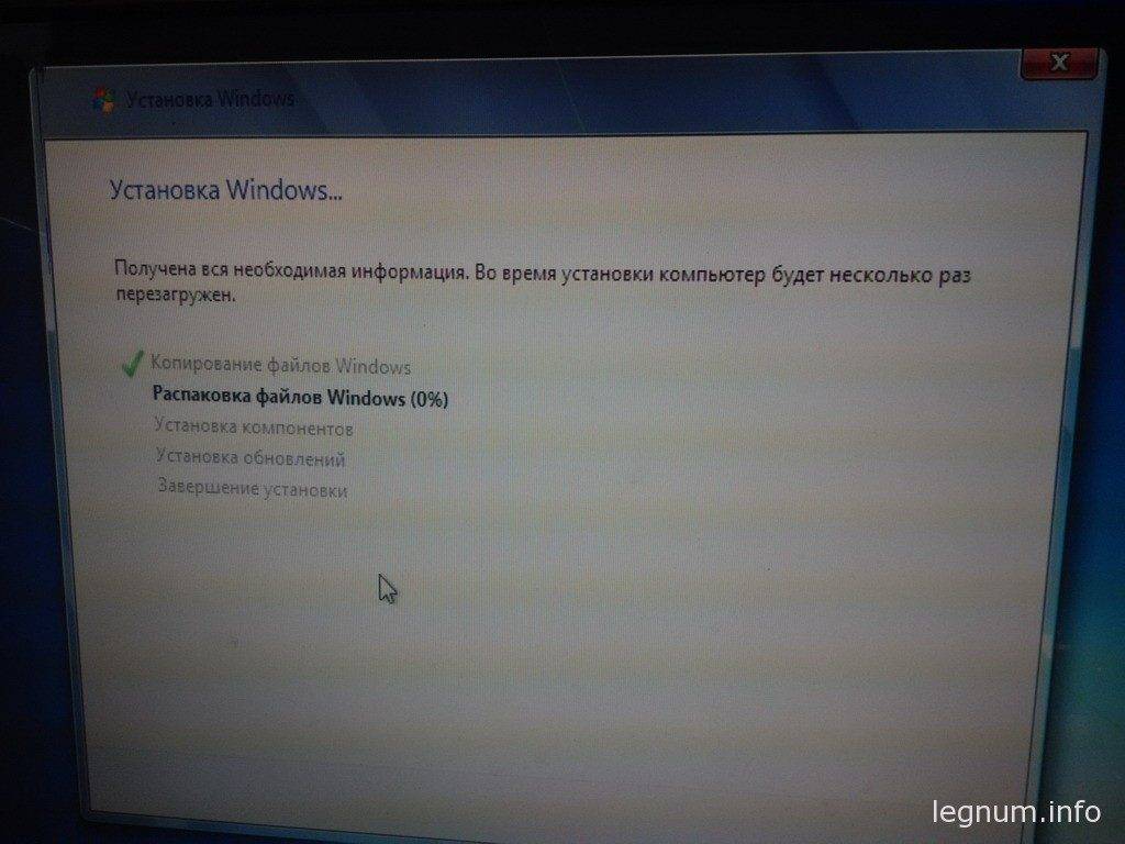 установка windows 7