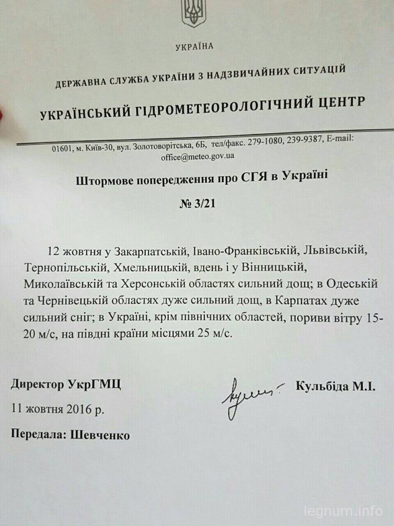 Штормовое предупреждение 12 ноября